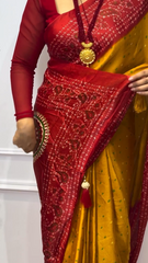 Red And Yellow Bandhani Saree