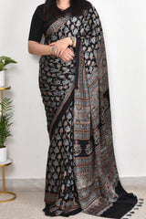 Ajrakh Modal Silk Premium Saree