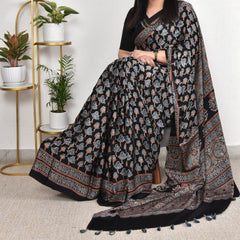 Ajrakh Modal Silk Premium Saree