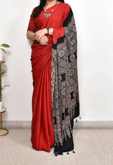 Ajrakh Modal Silk Premium Saree