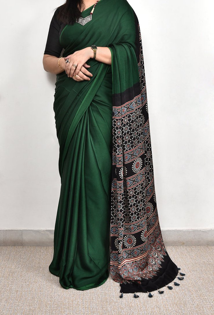 Ajrakh Modal Silk Premium Saree