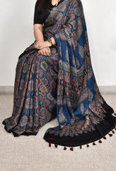 Ajrakh Modal Silk Premium Saree