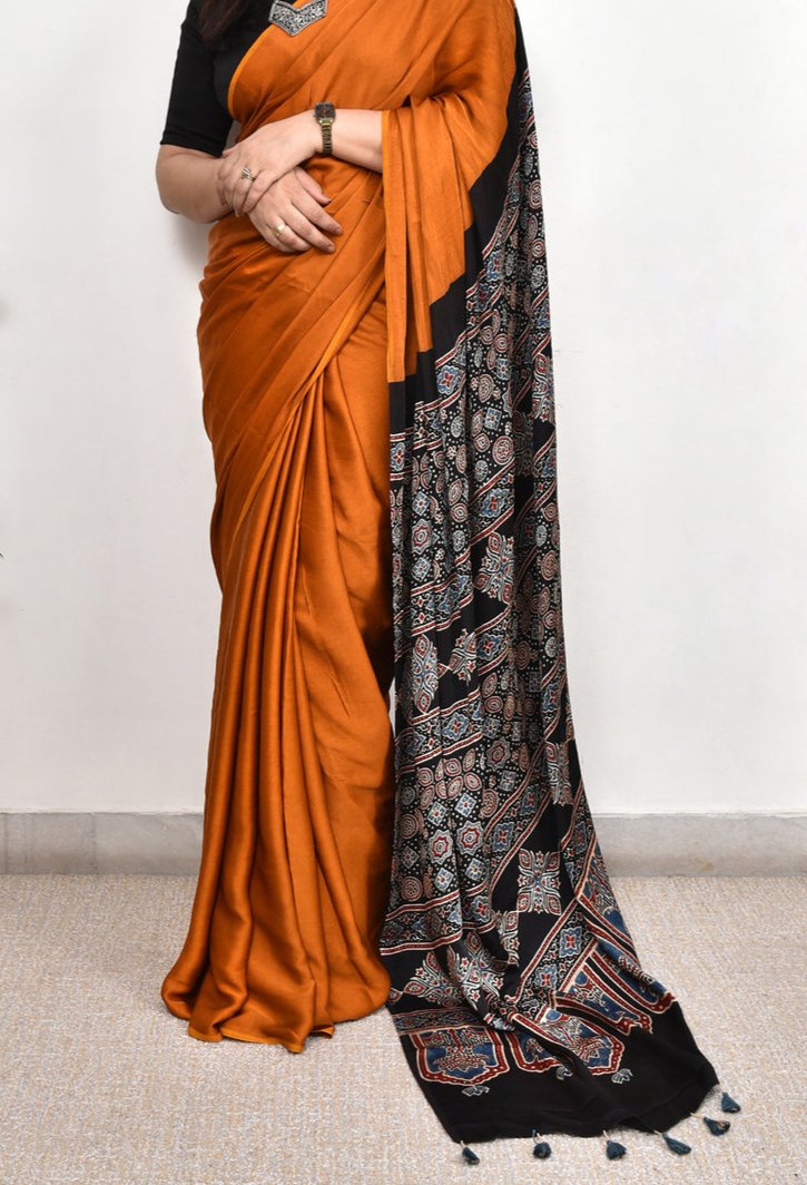 Ajrakh Modal Silk Premium Saree