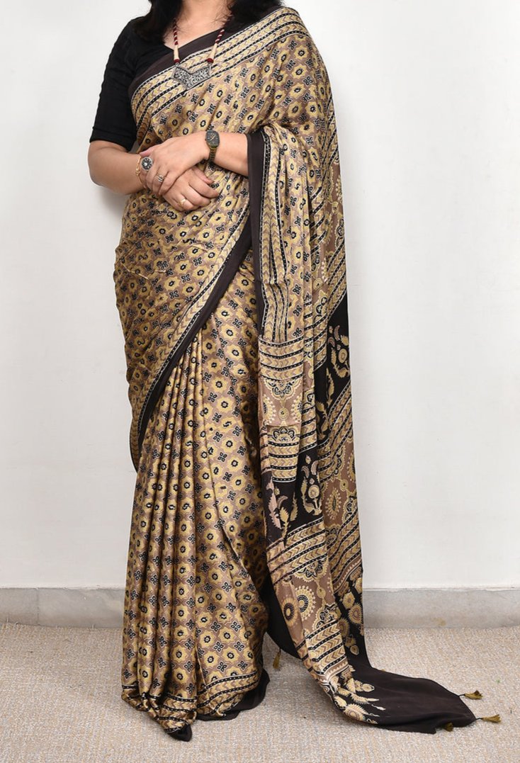 Ajrakh Modal Silk Premium Saree