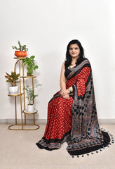 AJRAKH MODAL SILK BANDHANI SAREE