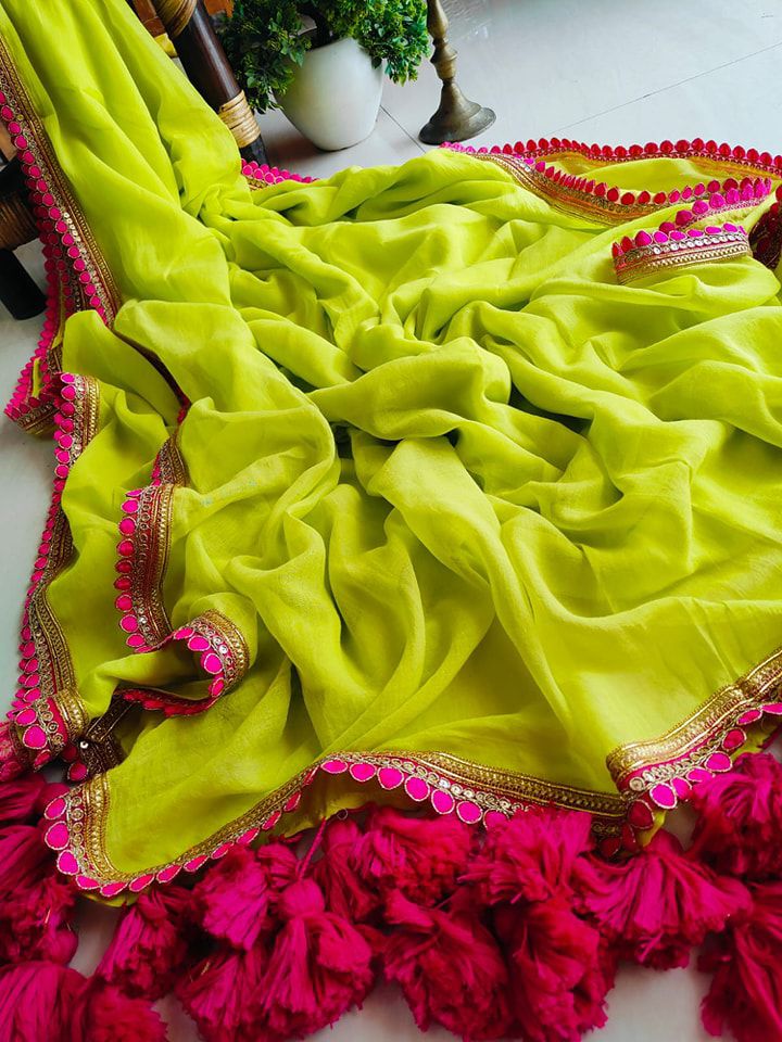 Trending Neon Zari Mulmul Cotton Saree