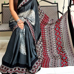 Ajrakh Modal Silk Premium Saree