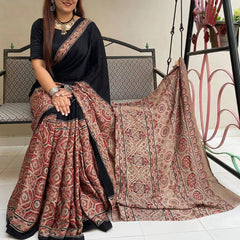 Ajrakh Modal Silk Premium Saree