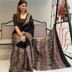 Ajrakh Modal Silk Premium Saree